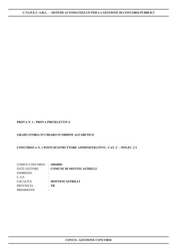 10044001 - Graduatoria Ordine Alfabetico - Comune di Montecastrilli