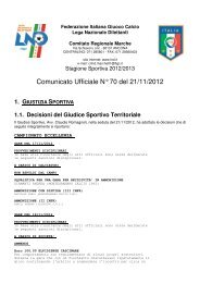 Comunicato Ufficiale N° 70 del 21/11/2012 - L'indiscreto