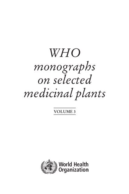 selected medicinal plants - World Health Organization