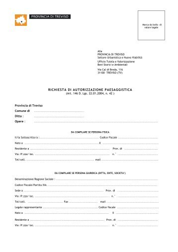 Richiesta di Autorizzazione Paesaggistica - Modulo in formato PDF.
