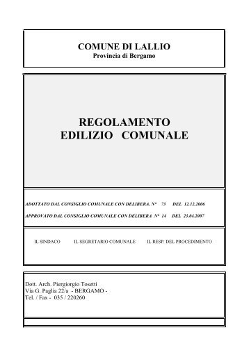 Regolamento edilizio - Comune di Lallio