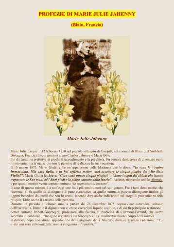 PROFEZIE DI MARIE JULIE JAHENNY - La Nuova Chiesa