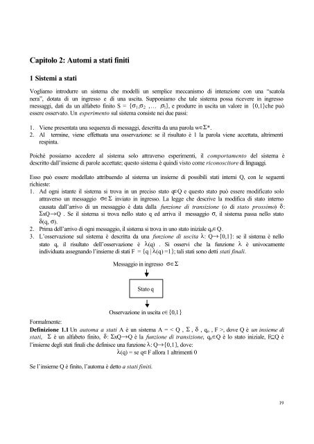 Capitolo 2: Automi a stati finiti