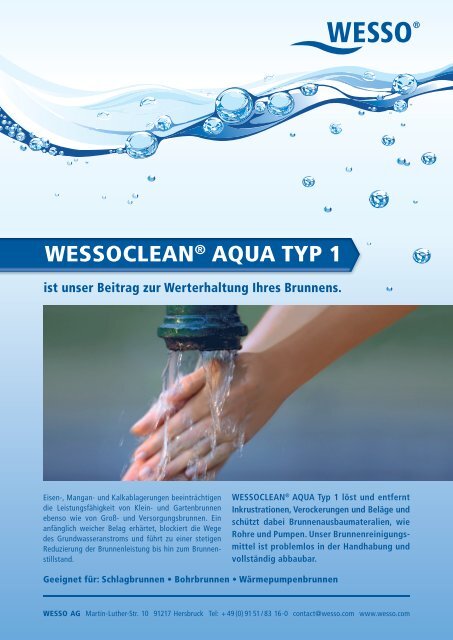 Wessoclean Aqua Typ 1 Wesso Ag Wessoclean Aqua Typ 1 Wesso Ag