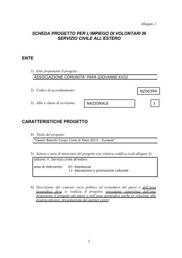 Scarica il progetto completo - Servizio Obiezione e Pace - Ass ...