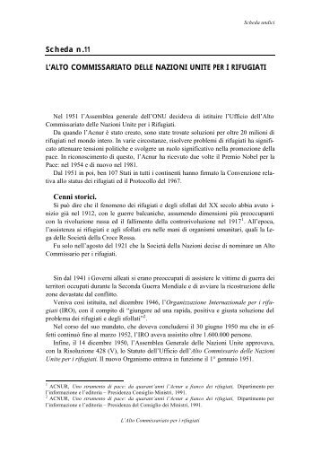 L'alto commissariato delle NU per i Rifugiati (pdf, it, 50 KB, 10