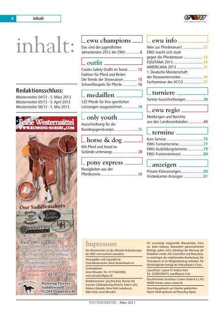 Teilen auf die 1 - Erste Westernreiter Union Deutschland e.V.