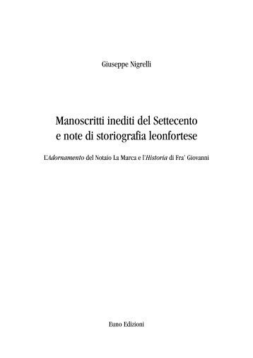 Manoscritti inediti del Settecento e note di ... - Eunoedizioni.it