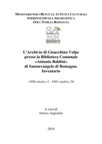 Inventario Fondo Gioacchino Volpe - Biblioteca comunale Antonio ...