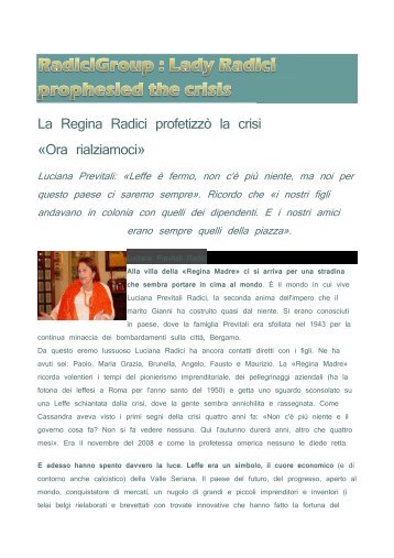 RadiciGroup - Lady Radici prophesied the crisis 12 ... - Polyestertime