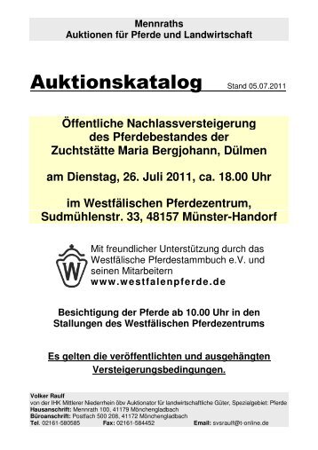 Auktionskatalog Stand 05.07.2011 - Westfälisches ...
