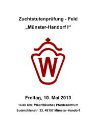 Zuchtstutenprüfung - Feld „Münster-Handorf I“ Freitag, 10. Mai 2013