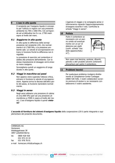 Sicurezza nella manipolazione di ossigeno liquido ... - Carbagas AG