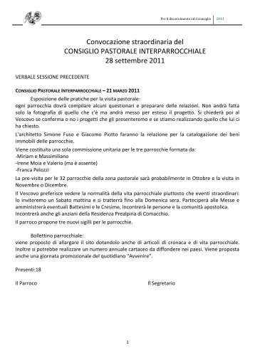 Consiglio Pastorale Interparrocchiale 28.09.2011 - Sottolarocca.it