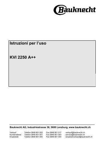 Istruzioni per l'uso KVI 2250 A++ - Bauknecht-mam.ch