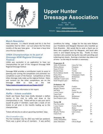 March 2013 - Upper Hunter Dressage Association