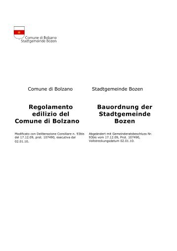 Regolamento edilizio del Comune di Bolzano Bauordnung der ...