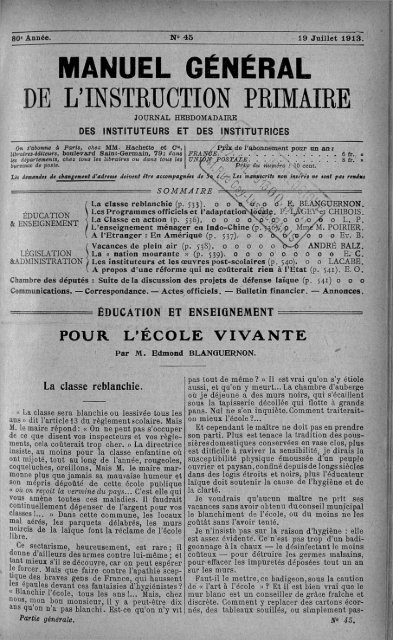 MANUEL GÉNÉRAL DE L'INSTRUCTION PRIMAIRE - INRP