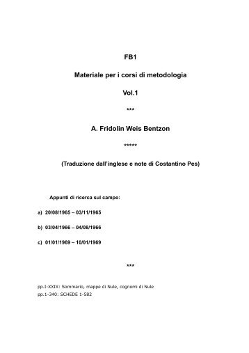 FB1 Materiale per i corsi di metodologia Vol.1 *** A. Fridolin ... - Isre