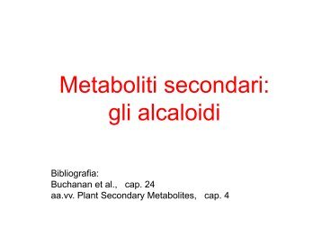 Metaboliti secondari: Metaboliti secondari: gli alcaloidi