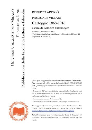 Carteggio 1868‑1916 - Università degli Studi di Milano