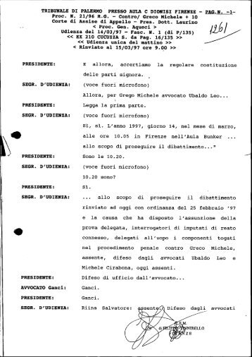 Trascrizione Udienza 15-03-1997 Parte 1 - Archivio digitale Pio La ...