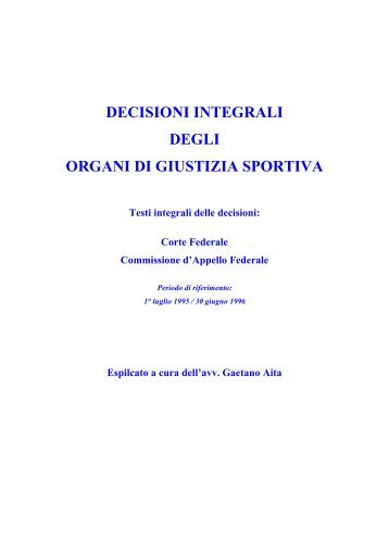 Stagione Sportiva 1995 - Diritto Calcistico