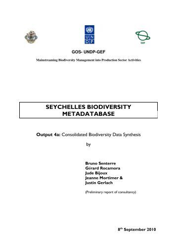 Senterre et al 2010-Seychelles Biodiversity Metadatabase ... - PCU