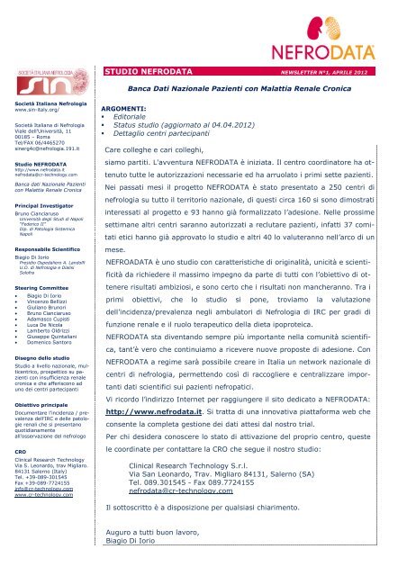 4 aprile 2012 - Società Italiana di Nefrologia
