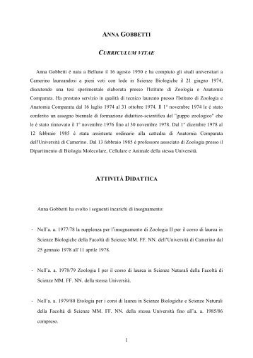 anna gobbetti curriculum vitae attività didattica - Università degli ...