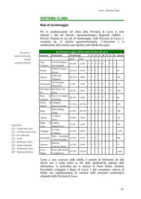 Relazione Stato - Provincia di Lucca