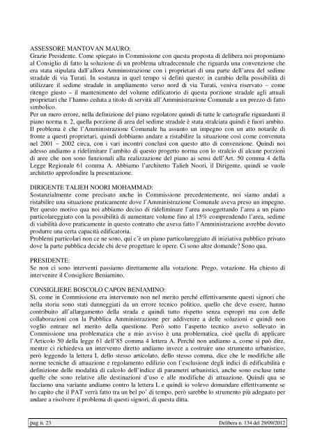 verbale di deliberazione del consiglio comunale - Città di Chioggia