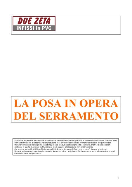 Manuale di posa in opera Duezeta Infissi