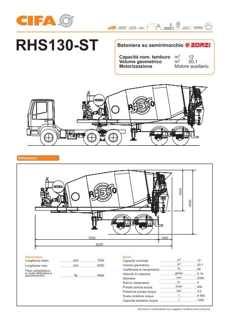 RHS130-ST Betoniera su semirimorchio