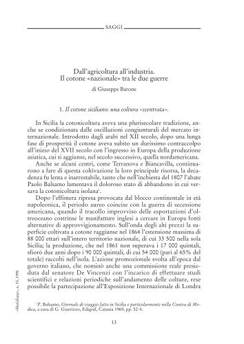 Dall'agricoltura all'industria. Il cotone «nazionale ... - Rivista Meridiana