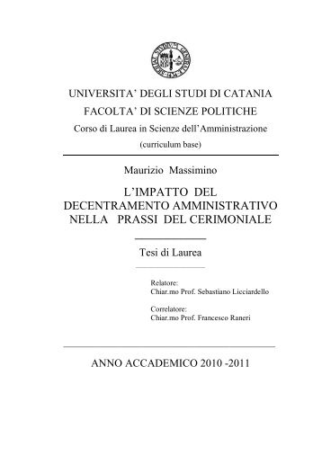 Abstract tesi del dottor Maurizio Massimino (Università di Catania)