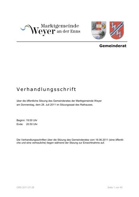 Verhandlungsschrift - Weyer