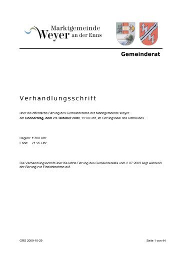 Verhandlungsschrift - Weyer