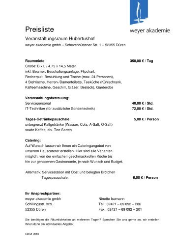 Preisliste - weyer gruppe