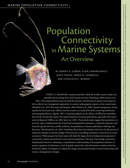 Population Connectivity in Marine Systems