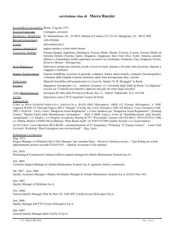 curriculum vitae di Marco Ruzzier - Ordine degli Ingegneri della ...