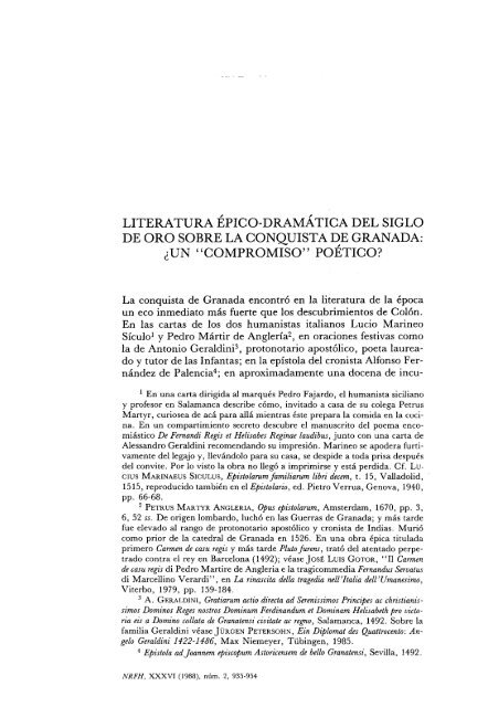 literatura épico-dramática del siglo de oro sobre la conquista de ...