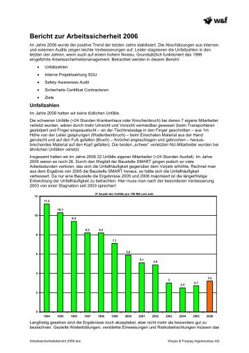 Bericht zur Arbeitssicherheit 2006 - Wayss & Freytag Ingenieurbau AG