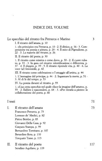 INDICE DEL VOLUME Lo specchio del ritratto fra Petrarca e Marino ...