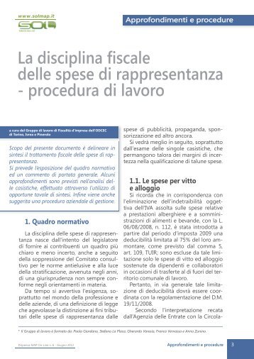 La disciplina fiscale delle spese di rappresentanza - Ordine dei ...