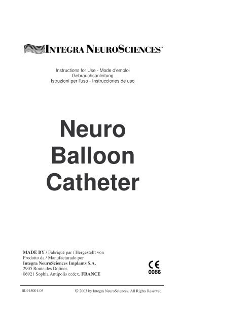 Neuro Balloon Catheter - Integra LifeSciences