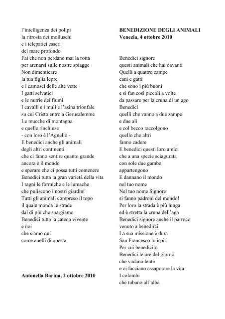 Benedizione degli animali .pdf - Antonella Barina