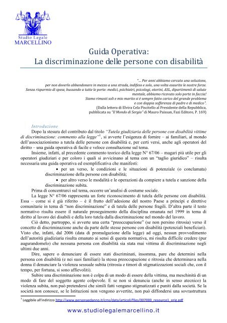Guida Operativa: La discriminazione delle persone con disabilità