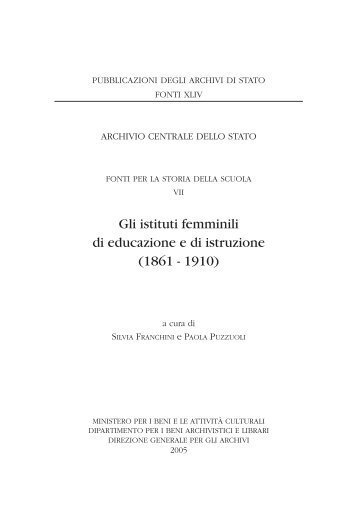 Gli istituti femminili di educazione e di istruzione - Direzione ...