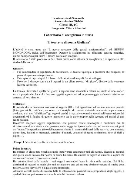 Il tesoretto di nonna Giuliana - Portale per l'educazione